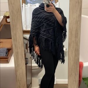 Navy cable knit poncho From forever 21, one size